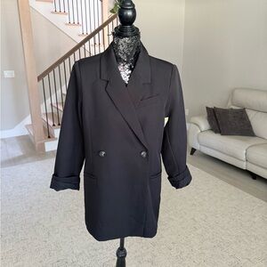 Steve Madden Black Double-Breasted Blazer with Wide Lapel